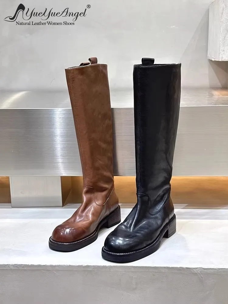 Fashion Winter Women Cowhide Genuine Leather Knee High Boots Zipper Motorcycle Riding Knight Boots Vintage High Top Biker Shoes
Fashion Winter Women Cowhide Genuine Leather Knee High Boots Zipper Motorcycle Riding Knight Boots Vintage High Top Biker Shoes