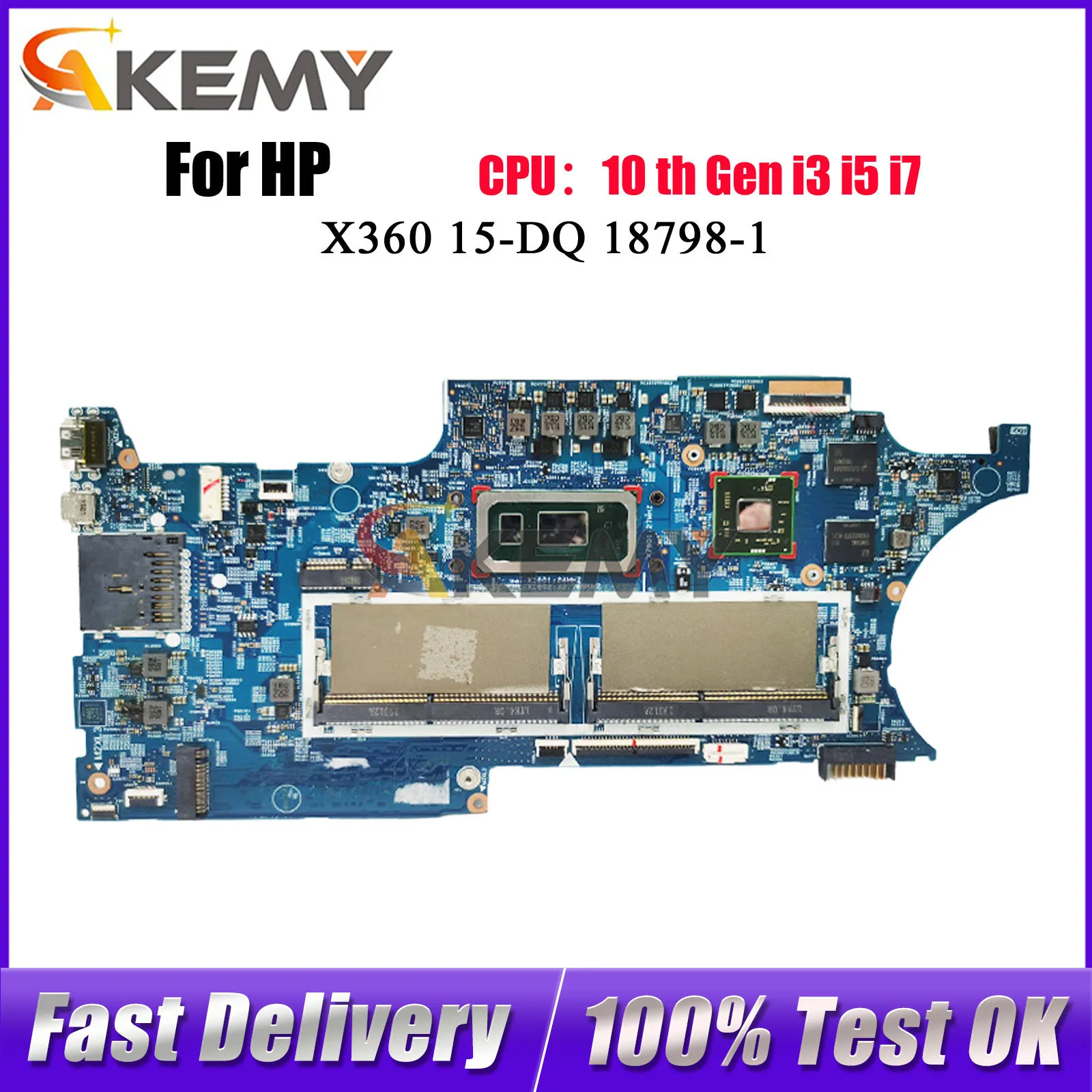 L50974-601 L72027-601 For HP Envy X360 15-DQ Laptop Motherboard 18798-1 With i5 i7 10th Gen CPU DDR4 100% Fully Tested
L50974-601 L72027-601 For HP Envy X360 15-DQ Laptop Motherboard 18798-1 With i5 i7 10th Gen CPU DDR4 100% Fully Tested