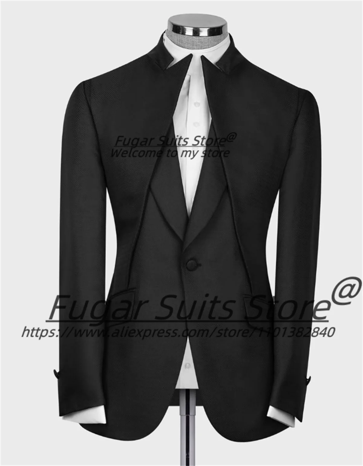 Elegant Black Prom Men Suits Customized New stand-up collar Groom Wedding Tuxedos 2 Pieces Sets Male Party Blazers Ropa Hombre
Elegant Black Prom Men Suits Customized New stand-up collar Groom Wedding Tuxedos 2 Pieces Sets Male Party Blazers Ropa Hombre