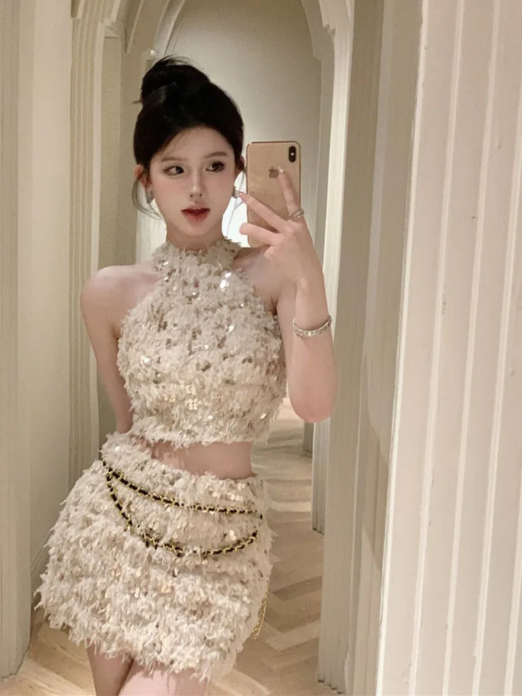 Spring Two piece set of tassel sequin top and high waisted skirt with wrapped buttocks for women's autumn two piece sets 2024
Spring Two piece set of tassel sequin top and high waisted skirt with wrapped buttocks for women's autumn two piece sets 2024