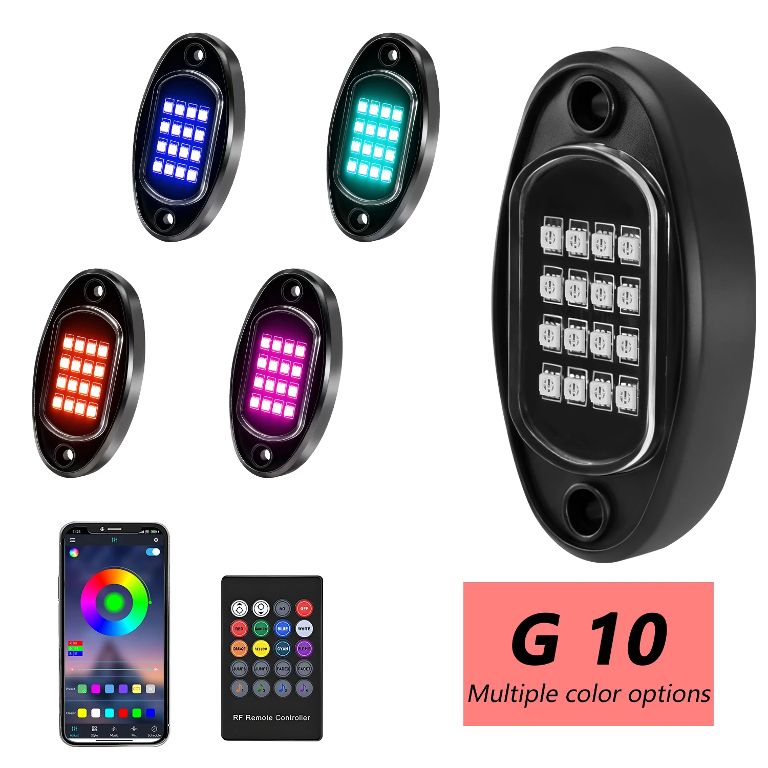 RGB LED Rock Lights 4in1 Car Chassis Light for Jeep/Off-Road/Truck/Boat/SUV Colorful Music Sync Blue-tooth APP Control Undergolw
RGB LED Rock Lights 4in1 Car Chassis Light for Jeep/Off-Road/Truck/Boat/SUV Colorful Music Sync Blue-tooth APP Control Undergolw