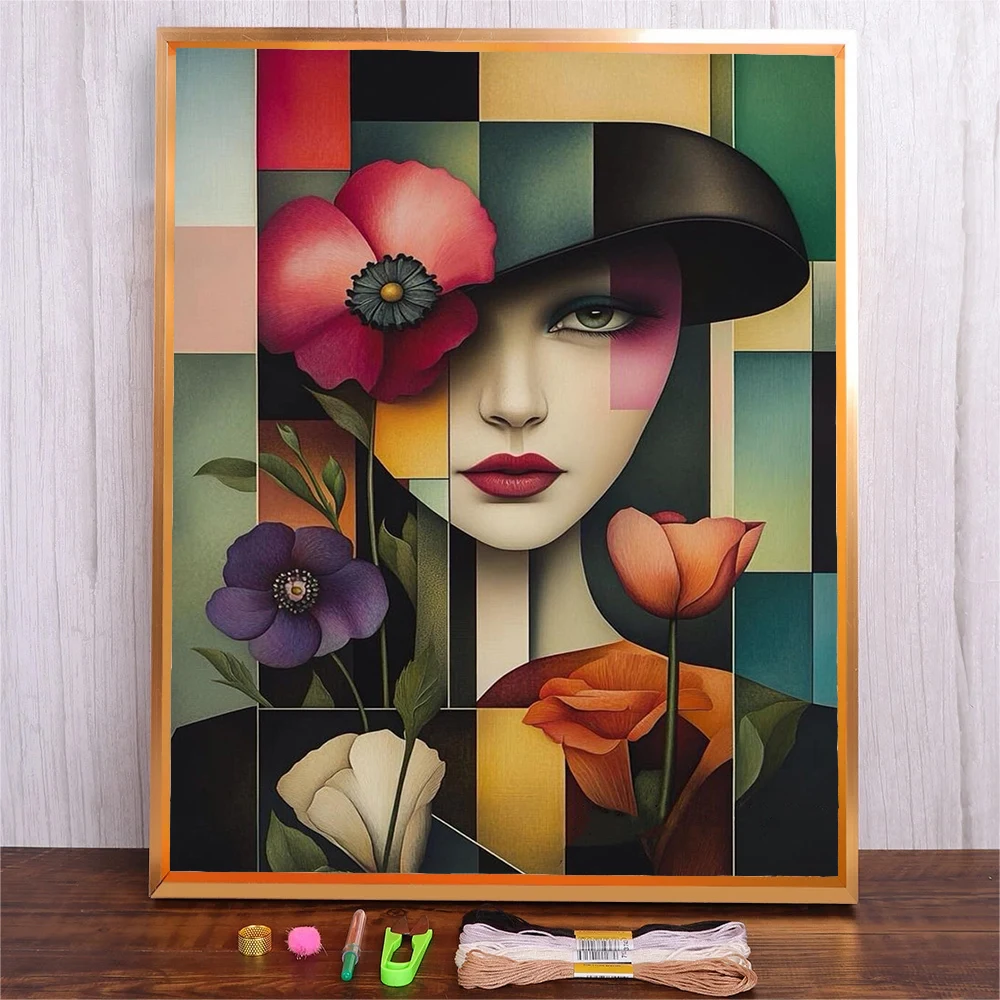 DIY Full Embroidery Cross Stitch Kits Abstract Flower Girl Canvas Kitchen Decoration Pattern 11CT Needlework Sets Home Decor
DIY Full Embroidery Cross Stitch Kits Abstract Flower Girl Canvas Kitchen Decoration Pattern 11CT Needlework Sets Home Decor
