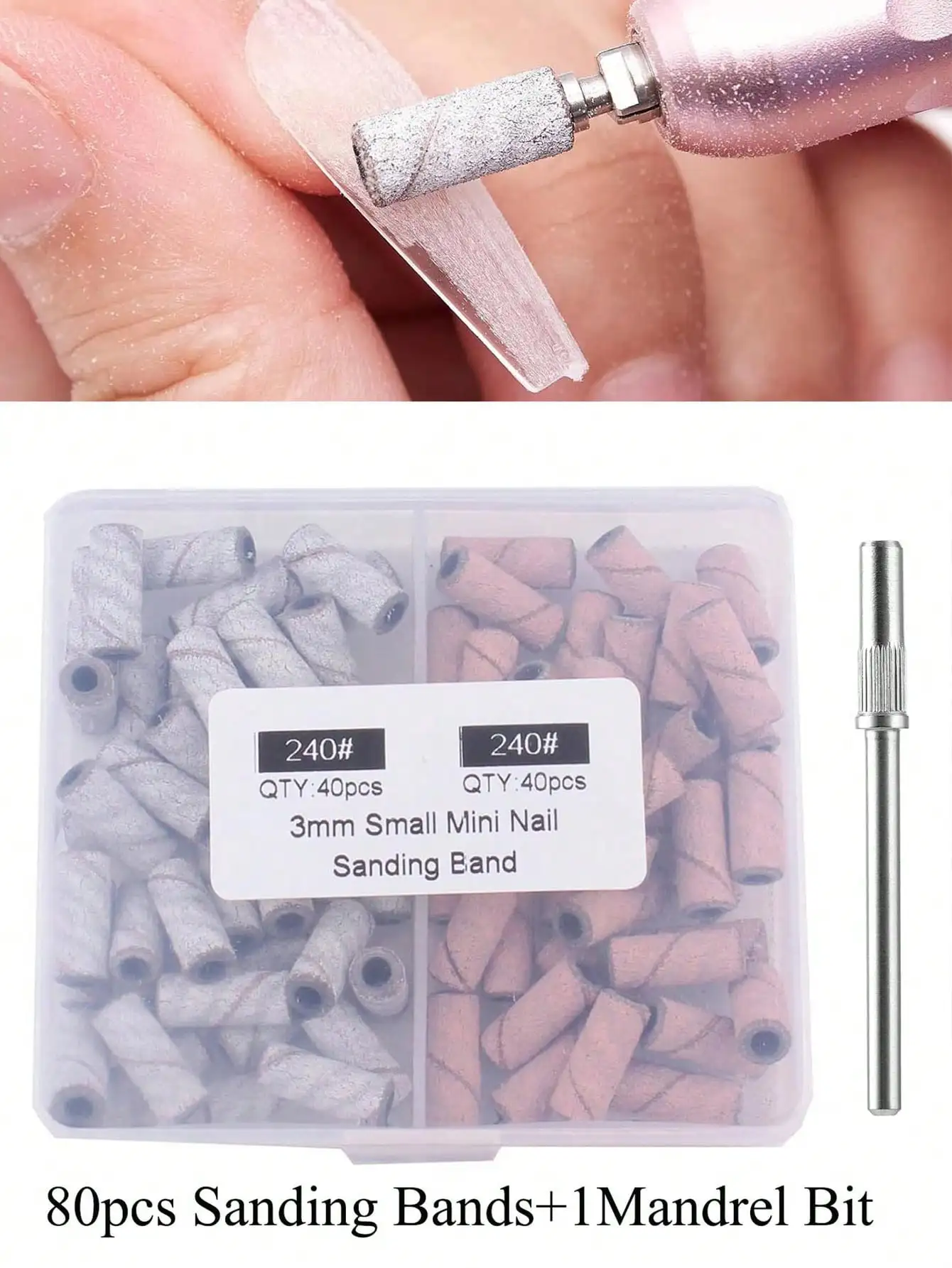 80pcs Pink Sanding Bands for Nail Drill, Upgrade Design, Small Sanding Files for 3mm Mandrel Bits. 240 Grit for Acrylic Nails, Gel Removing & Shaping. Manicure Salon Use.
80pcs Pink Sanding Bands for Nail Drill, Upgrade Design, Small Sanding Files for 3mm Mandrel Bits. 240 Grit for Acrylic Nails, Gel Removing & Shaping. Manicure Salon Use.
