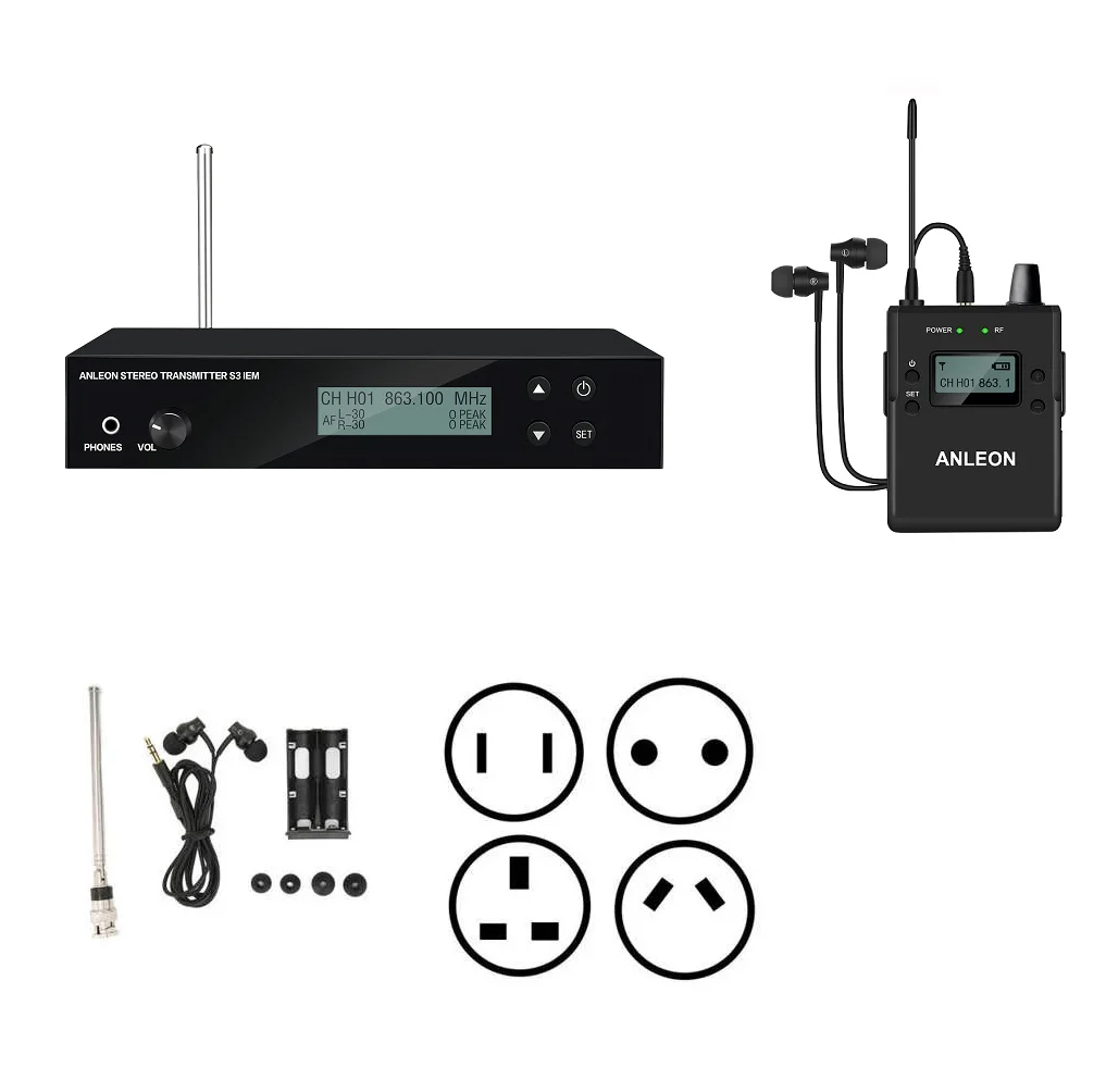 ANLEON S3 830-866MHz Wireless In-Ear Monitor System UHF Stereo Wireless Earbud Monitor IEM System Stage Monitoring
ANLEON S3 830-866MHz Wireless In-Ear Monitor System UHF Stereo Wireless Earbud Monitor IEM System Stage Monitoring