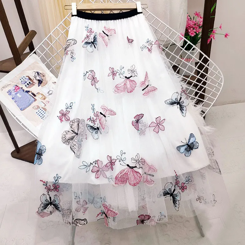 2022 Spring Women Skirts Embroidered Butterfly A-Line Skirts Sweet Mesh Skirts Femme Elastic High Waist Vintage Skirts Women
2022 Spring Women Skirts Embroidered Butterfly A-Line Skirts Sweet Mesh Skirts Femme Elastic High Waist Vintage Skirts Women
