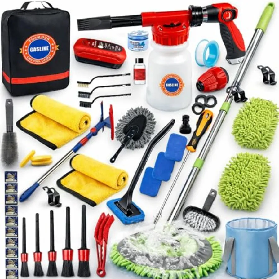 Car Wash Cleaning Kit for automotive use, polypropylene and stainless steel, black and silver, includes foam gun, long-handle b
Car Wash Cleaning Kit for automotive use, polypropylene and stainless steel, black and silver, includes foam gun, long-handle b