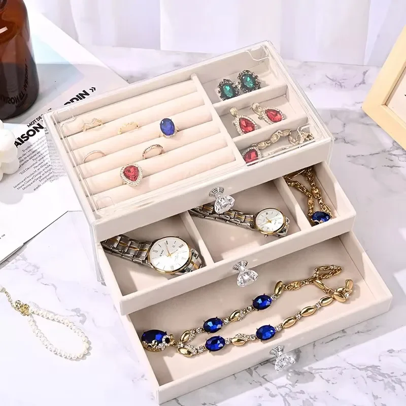 Acrylic Velvet Jewelry Organizer with 3 Drawers Stackable Display Storage Earrings Necklace Bracelets Box Holder Case for Women
Acrylic Velvet Jewelry Organizer with 3 Drawers Stackable Display Storage Earrings Necklace Bracelets Box Holder Case for Women