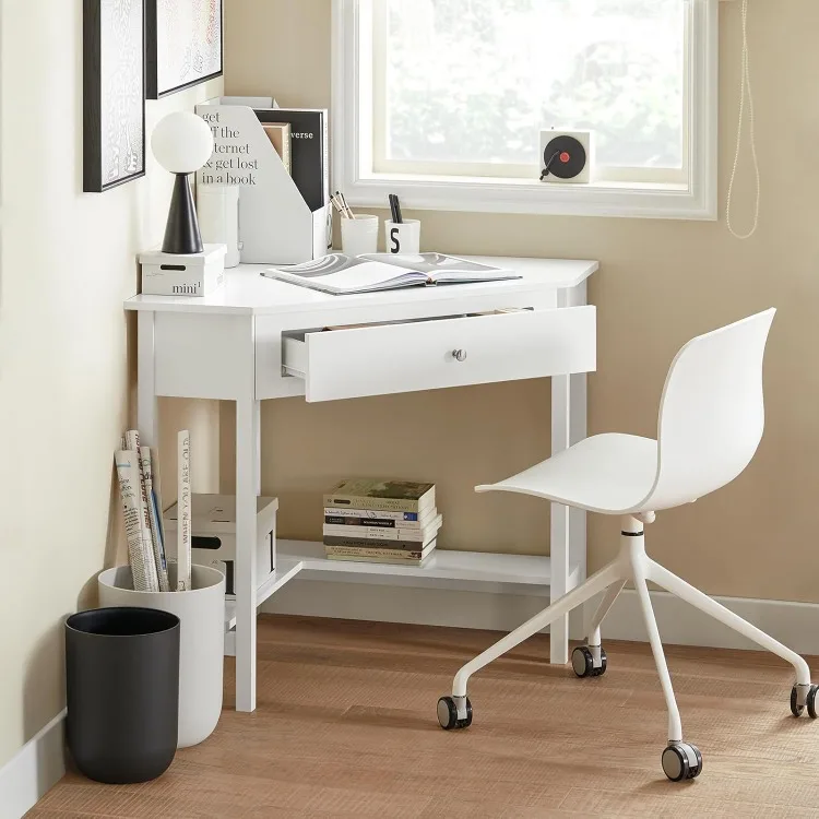 Haotian Corner Desk, Triangle Computer Desk with Drawer and Ladder Shelf, Home Office Writing Table Vanity Desk, White FWT31-W
Haotian Corner Desk, Triangle Computer Desk with Drawer and Ladder Shelf, Home Office Writing Table Vanity Desk, White FWT31-W