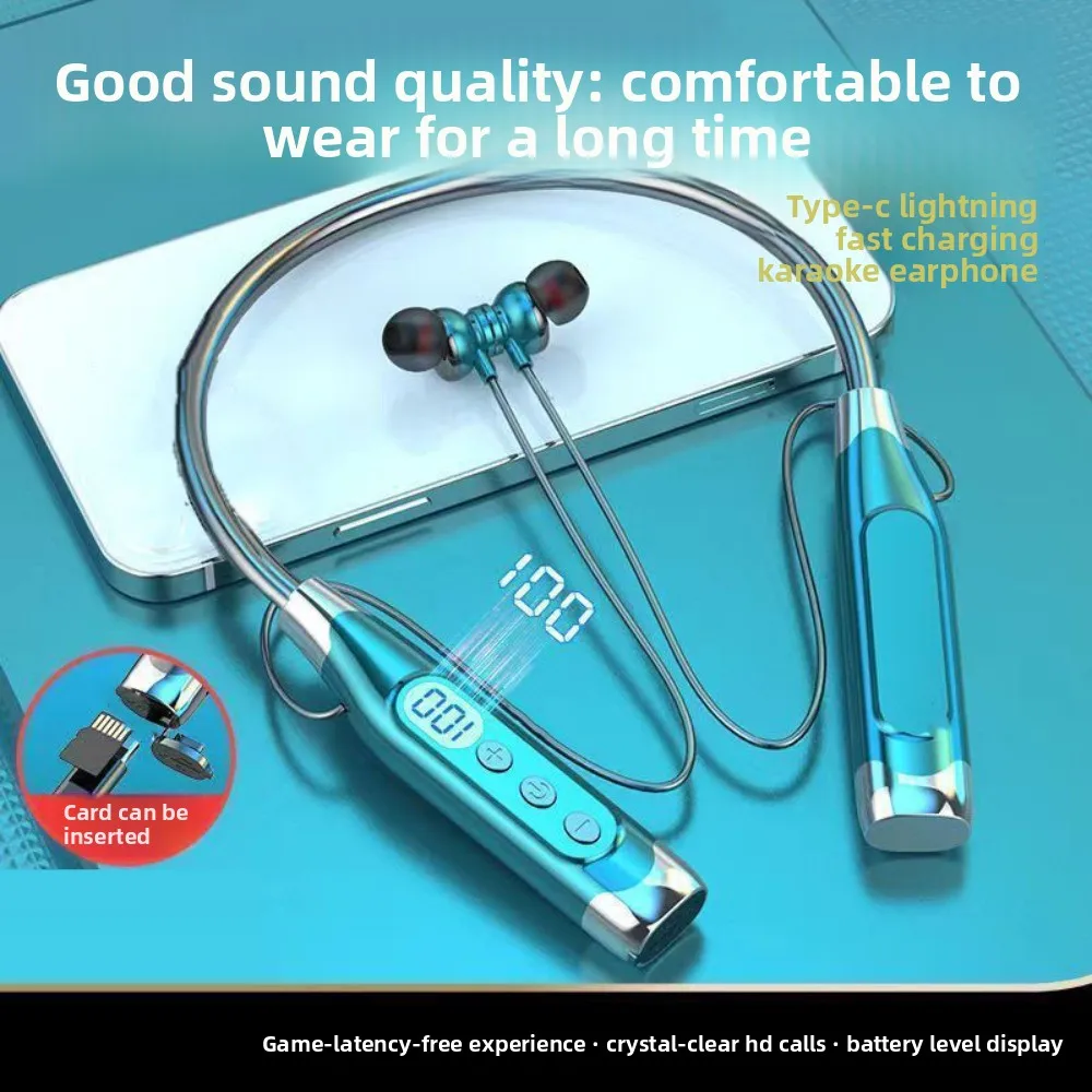 LED Digital Display Neckband Headphones Waterptoof Neck-mounted Wireless Bluetooth Earphones Mega Bass 3D Stereo Sports Headsets
LED Digital Display Neckband Headphones Waterptoof Neck-mounted Wireless Bluetooth Earphones Mega Bass 3D Stereo Sports Headsets