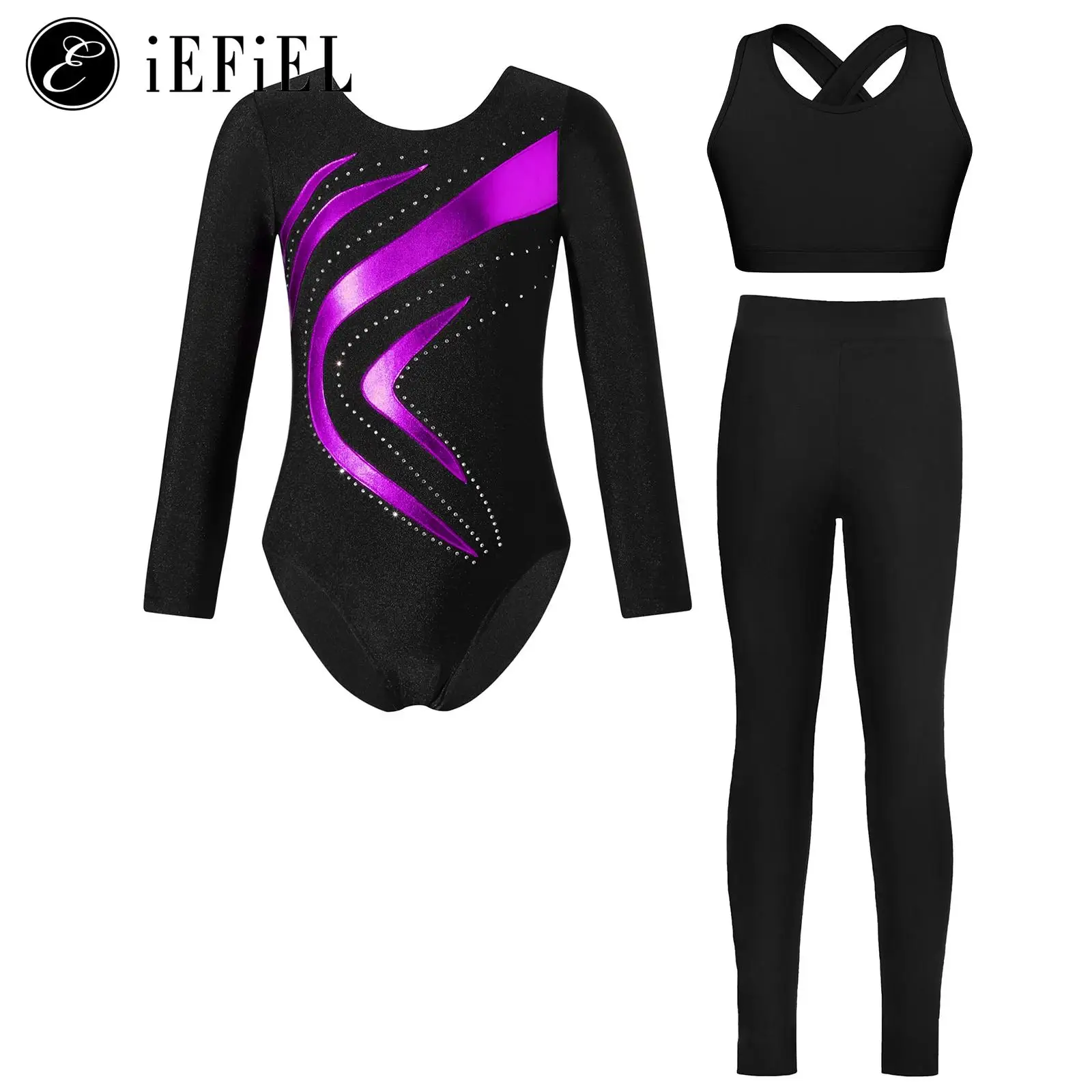 Teen Girls 3-Piece Figure Skating Gymnastics Outfit Long Sleeve Rhinestone Metallic Leotard Ballet Bodysuit with Vest Leggings
Teen Girls 3-Piece Figure Skating Gymnastics Outfit Long Sleeve Rhinestone Metallic Leotard Ballet Bodysuit with Vest Leggings
