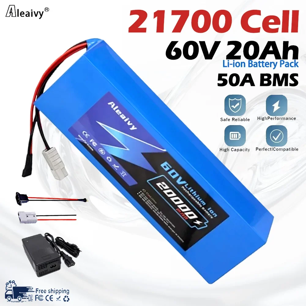 Aleaivy 60V 20Ah Electric Bike Lithium Battery Pack Ebike Battery built-in BMS for 100W-2000W Motor eBike Electric bicycle bike
Aleaivy 60V 20Ah Electric Bike Lithium Battery Pack Ebike Battery built-in BMS for 100W-2000W Motor eBike Electric bicycle bike