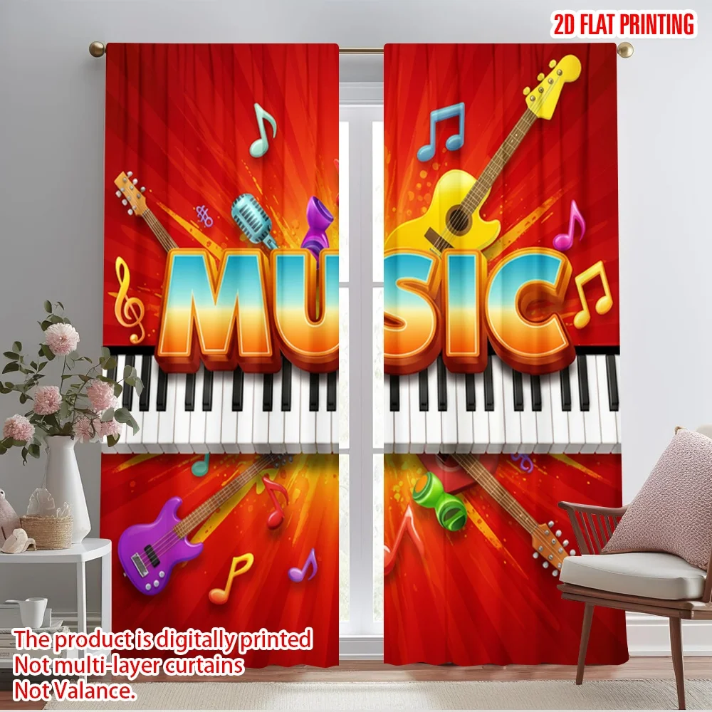 2pcs 2D flat printing Curtain music keyboard guitar notes Fabric Without Electricity All Season Party & Holiday Decor Perfect 
2pcs 2D flat printing Curtain music keyboard guitar notes Fabric Without Electricity All Season Party & Holiday Decor Perfect