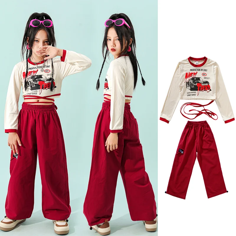 Girls Jazz Dance Clothes Kpop Clothing Hip Hop Dancewear Tops Red Cargo Pants Children Street Dance Performance Outfit YS4734
Girls Jazz Dance Clothes Kpop Clothing Hip Hop Dancewear Tops Red Cargo Pants Children Street Dance Performance Outfit YS4734