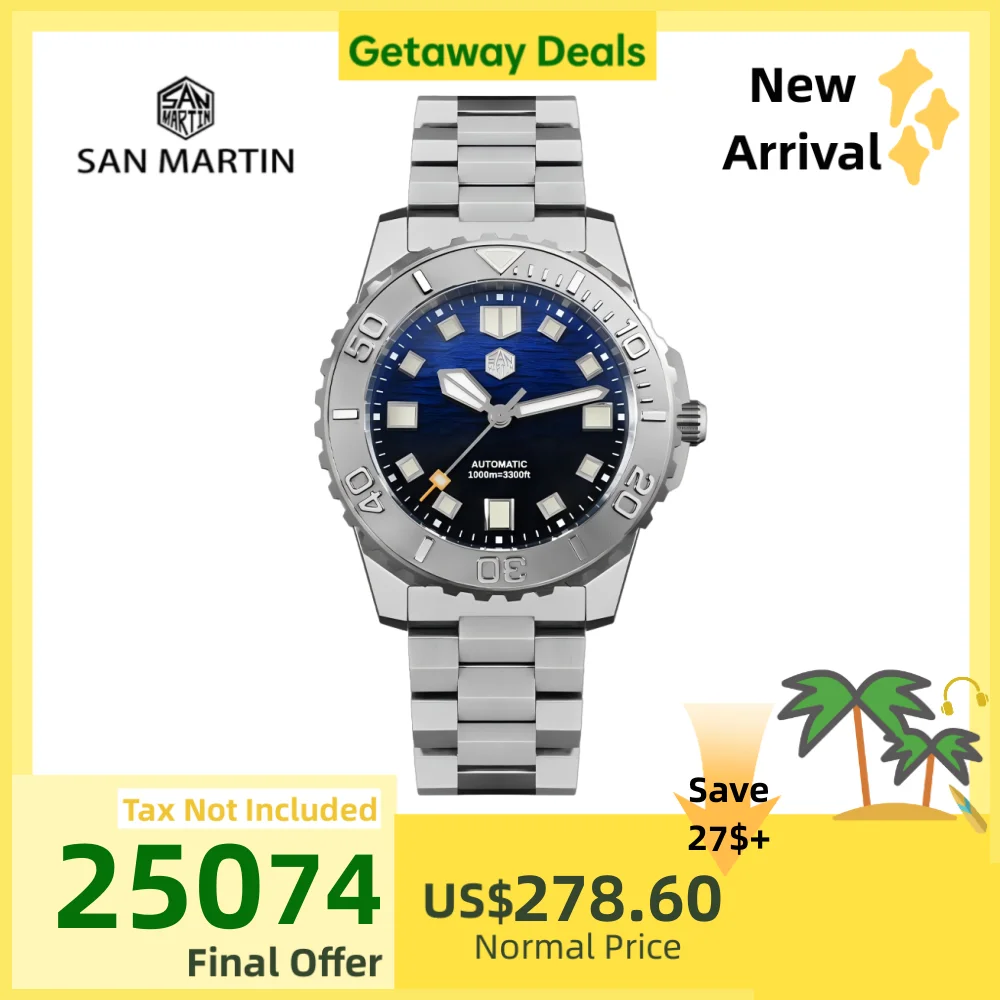San Martin 43mm Original Enamel Gradient Black Blue Dial NH35 Men's Diving Watch 100ATM Helium Escape Valve BGW-X1 SN0147
San Martin 43mm Original Enamel Gradient Black Blue Dial NH35 Men's Diving Watch 100ATM Helium Escape Valve BGW-X1 SN0147