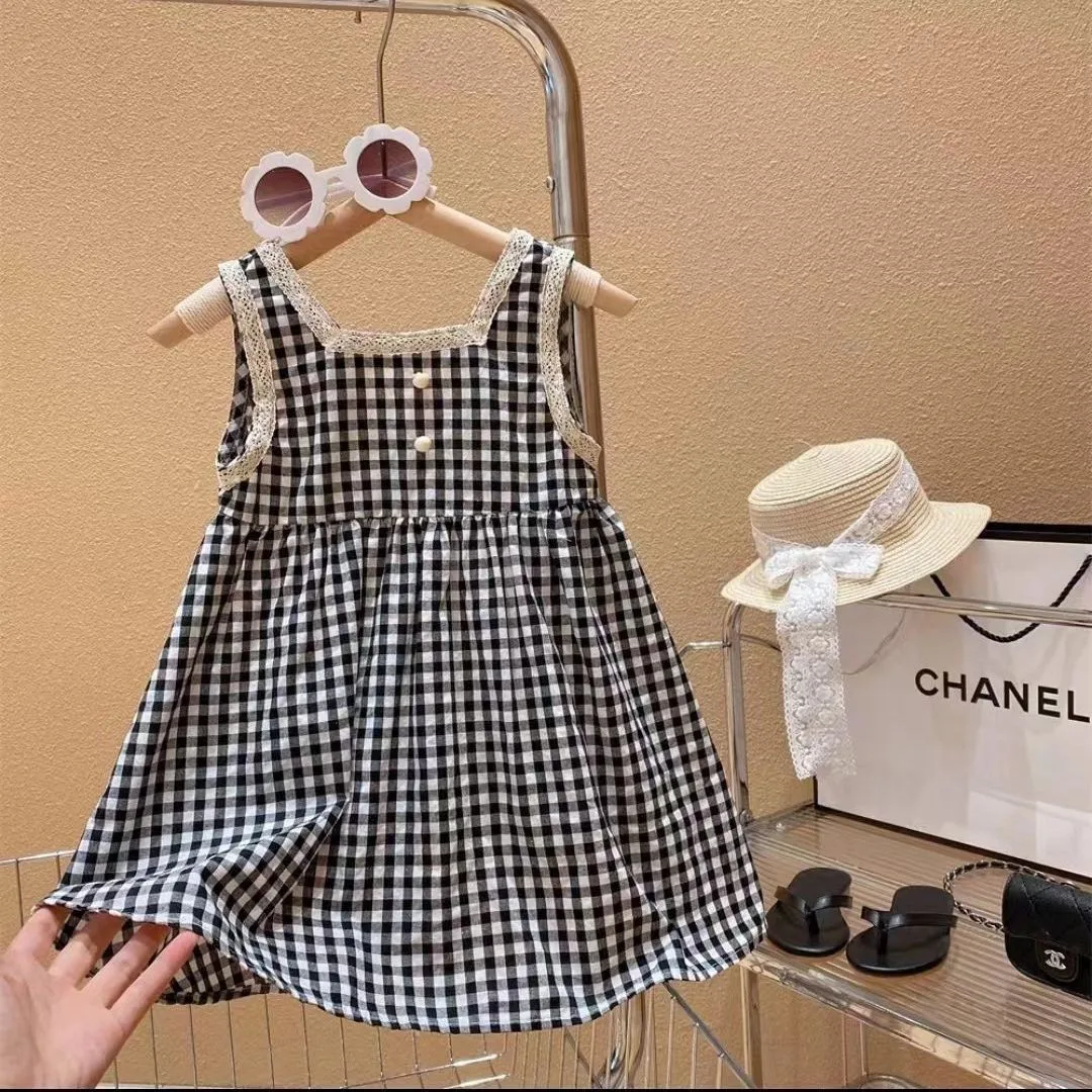 Summer Baby and Girls Cotton Plaid Lace Patchwork Button Back Sleeveless Dresses School Kids Sweet Skirt Children Outfit 1-10 Yr
Summer Baby and Girls Cotton Plaid Lace Patchwork Button Back Sleeveless Dresses School Kids Sweet Skirt Children Outfit 1-10 Yr