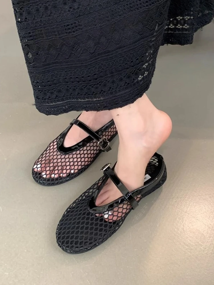 Faionable Flat Bot Ballet Dance oes round Head Hollow out Net Mary Jane Sandals Women's Casual Low Heel Rubber Sole
Faionable Flat Bot Ballet Dance oes round Head Hollow out Net Mary Jane Sandals Women's Casual Low Heel Rubber Sole