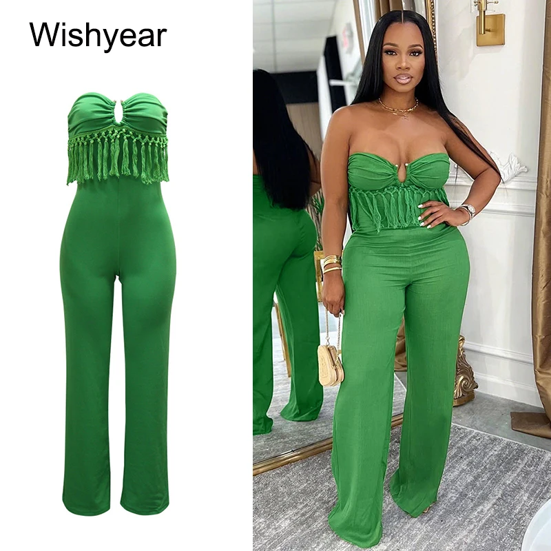 New Fall Women Strapless Off-Shoulder Slim Fit Jumpsuit Backless Tassel Detail One-Piece Romper Sexy Birthday Club Party Outfit
New Fall Women Strapless Off-Shoulder Slim Fit Jumpsuit Backless Tassel Detail One-Piece Romper Sexy Birthday Club Party Outfit