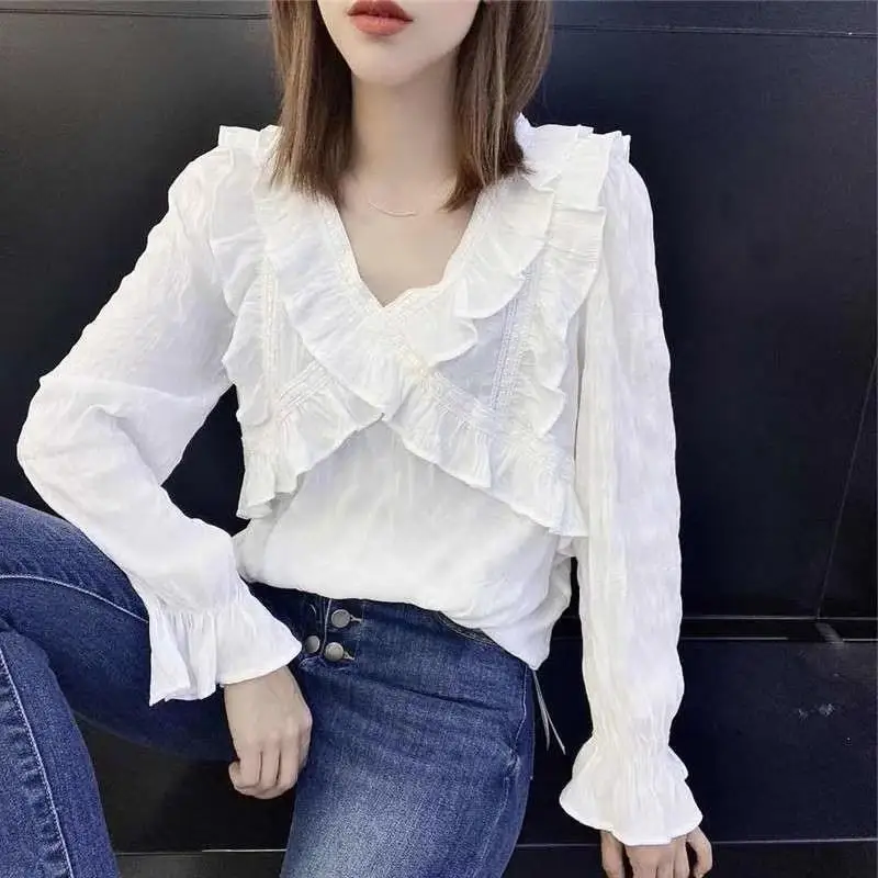 Ruffles Patchwork Solid Elegant Blouse Women Clothes Casual Long Sleeve All-match Loose Shirt Tops Fashion Vintage Spring Autumn
Ruffles Patchwork Solid Elegant Blouse Women Clothes Casual Long Sleeve All-match Loose Shirt Tops Fashion Vintage Spring Autumn