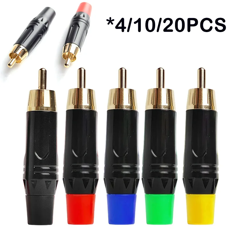 4/10/20pcs Gold RCA Plugs Connectors Audio Jack Adapter Connector for HIFI Amplifier DIY HI-FI Speaker Audio RCA Male Connector
4/10/20pcs Gold RCA Plugs Connectors Audio Jack Adapter Connector for HIFI Amplifier DIY HI-FI Speaker Audio RCA Male Connector