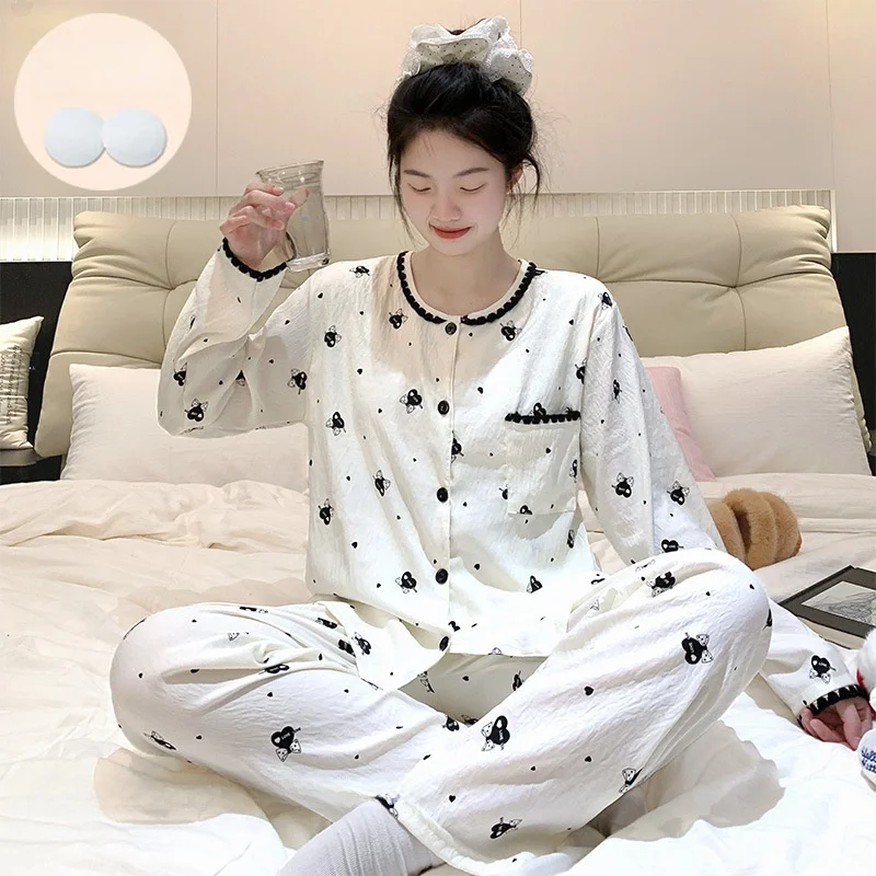 Cute Cartoon Print Sleepwear Long Sleeve Long Pants Home Clothes External Wearable Comfortable Cloud Cotton Spring Autumn
Cute Cartoon Print Sleepwear Long Sleeve Long Pants Home Clothes External Wearable Comfortable Cloud Cotton Spring Autumn