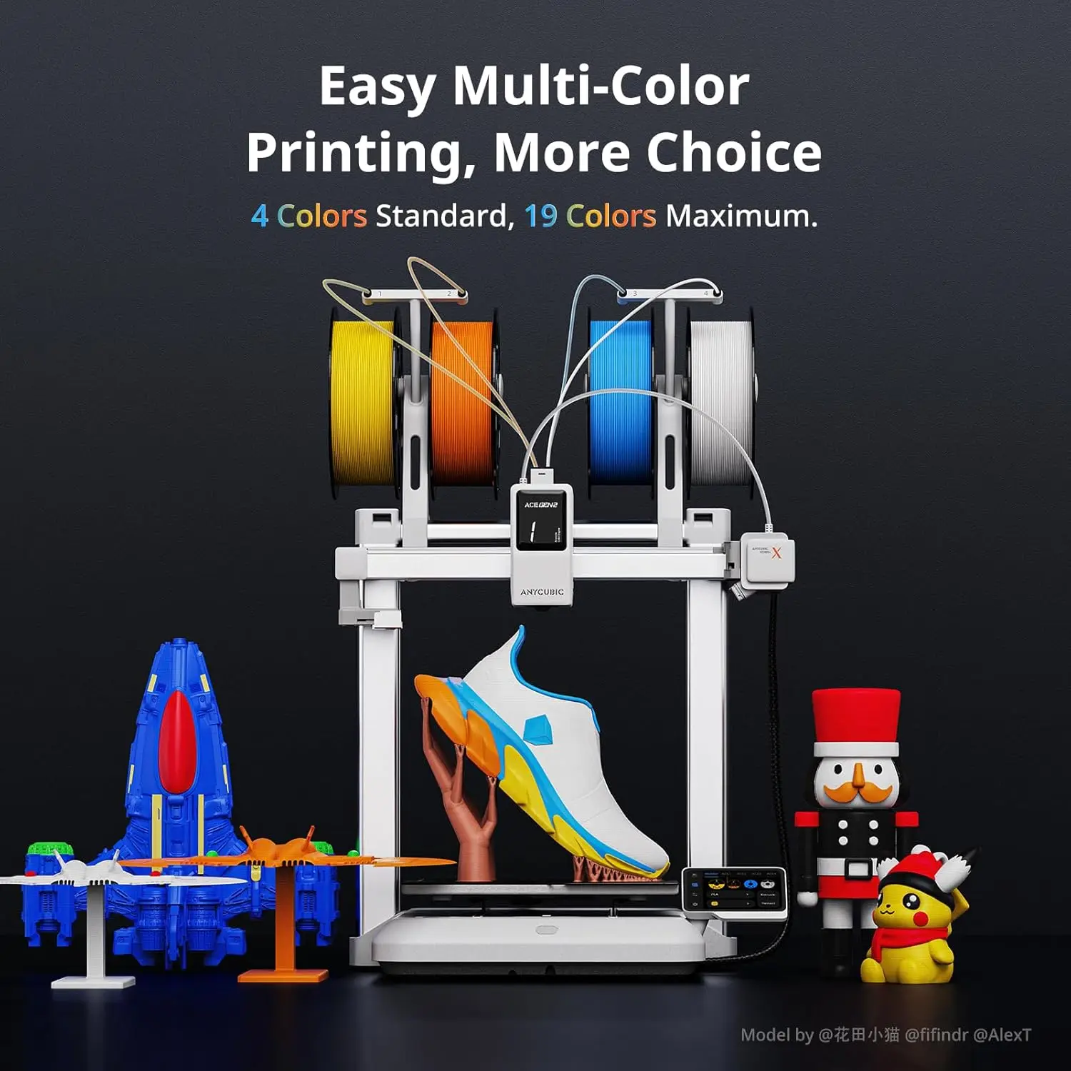 Kobra X Multicolor 3D Printer with ACE GEN 2 Tech, 600mm/s Max Speed, Native 4-Color & 19-Color Max Expansion with 4 ACE 2 Pro,
Kobra X Multicolor 3D Printer with ACE GEN 2 Tech, 600mm/s Max Speed, Native 4-Color & 19-Color Max Expansion with 4 ACE 2 Pro,