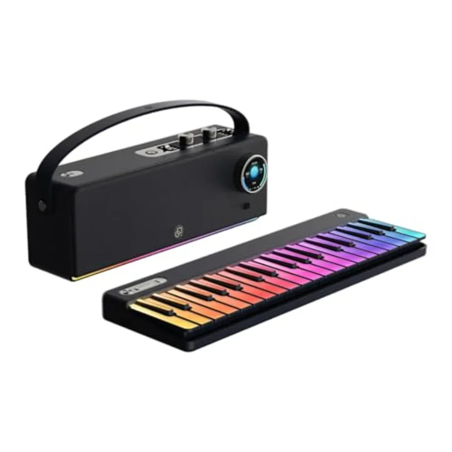 Smart Digital Piano Combo for home studio use, ABS plastic body in black with RGB light-up keys, 36-key MIDI keyboard with 70W
Smart Digital Piano Combo for home studio use, ABS plastic body in black with RGB light-up keys, 36-key MIDI keyboard with 70W