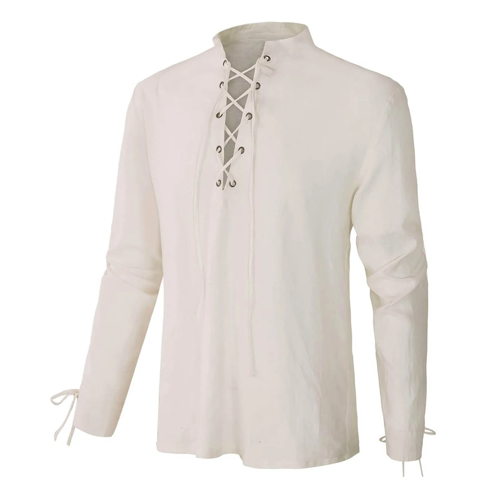 Men Shirt Medieval Tops Long Sleeve Bandage V Neck Warrior Halloween Pirate Cosplay Costume Shirt Stage Performance Outfits
Men Shirt Medieval Tops Long Sleeve Bandage V Neck Warrior Halloween Pirate Cosplay Costume Shirt Stage Performance Outfits