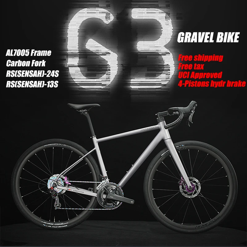 TWITTER 700C G3 Алюминиевый велосипед GRAVEL SENSAH 24S 13S 4-поршневой гидравлический тормоз Гравийный велосипедный каркас, одобренный UCI для взрослых
TWITTER 700C G3 Алюминиевый велосипед GRAVEL SENSAH 24S 13S 4-поршневой гидравлический тормоз Гравийный велосипедный каркас, одобренный UCI для взрослых