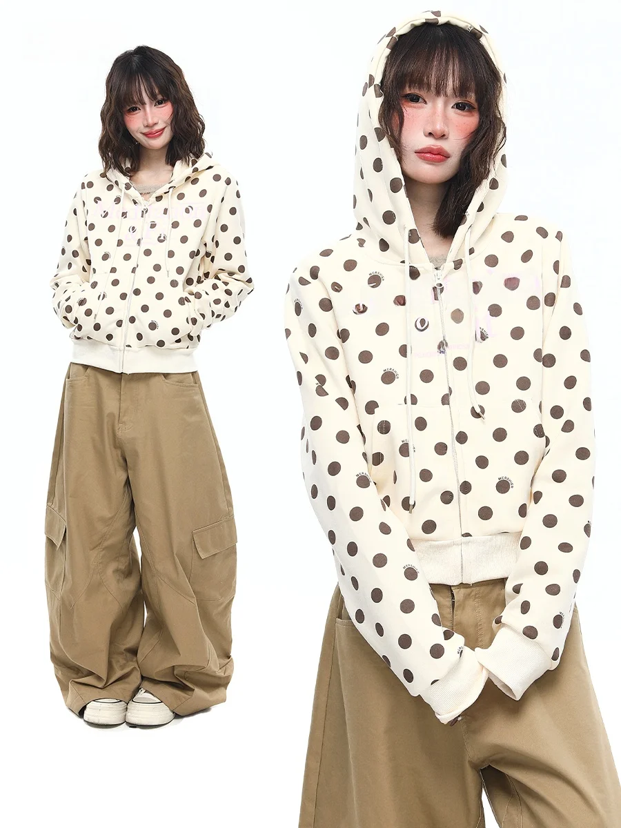 Женский свободный универсальный кардиган-свитшот Sanowers в американском ретро-стиле с принтом в горошек, с капюшоном и открытыми рукавами
Женский свободный универсальный кардиган-свитшот Sanowers в американском ретро-стиле с принтом в горошек, с капюшоном и открытыми рукавами