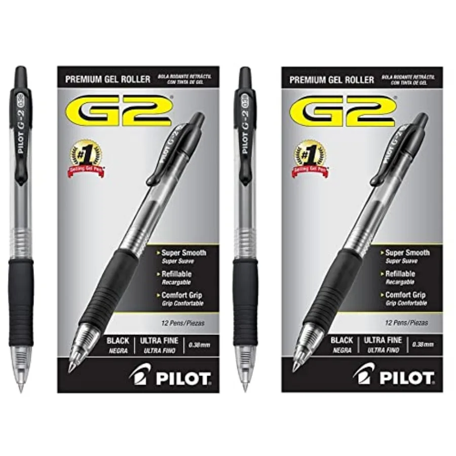 Ручки-роллеры G2 Premium, многоразовые, выдвижные, с ультратонким наконечником 0,38 мм, черные чернила, 24 шт., 31277
Ручки-роллеры G2 Premium, многоразовые, выдвижные, с ультратонким наконечником 0,38 мм, черные чернила, 24 шт., 31277