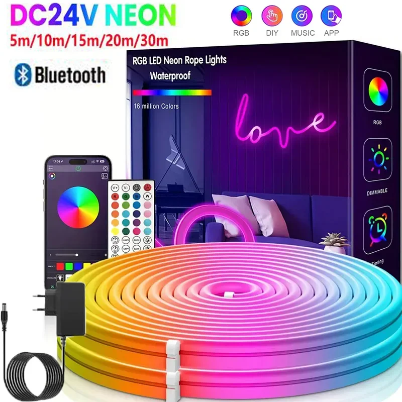 RGB неоновая светодиодная лента 5/10/15/20/30 м Bluetooth музыкальная синхронизация водонепроницаемый неоновый веревочный светильник для внутреннего и наружного декора
RGB неоновая светодиодная лента 5/10/15/20/30 м Bluetooth музыкальная синхронизация водонепроницаемый неоновый веревочный светильник для внутреннего и наружного декора