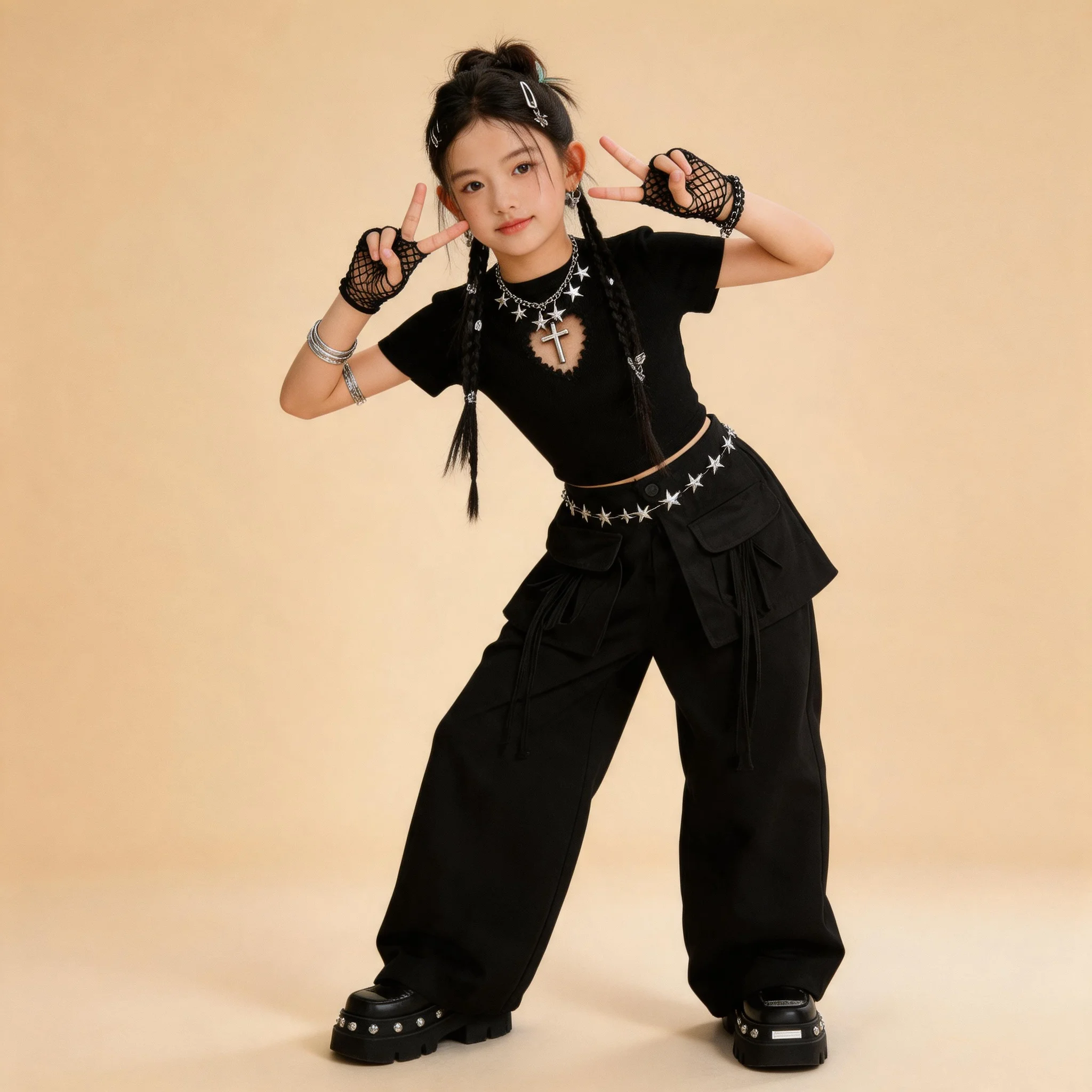 Girls K-pop Black Crop Top Cargo Pants Set Kids Hip Hop Streetwear Costume Child Jazz Street Dance Clothes
Girls K-pop Black Crop Top Cargo Pants Set Kids Hip Hop Streetwear Costume Child Jazz Street Dance Clothes