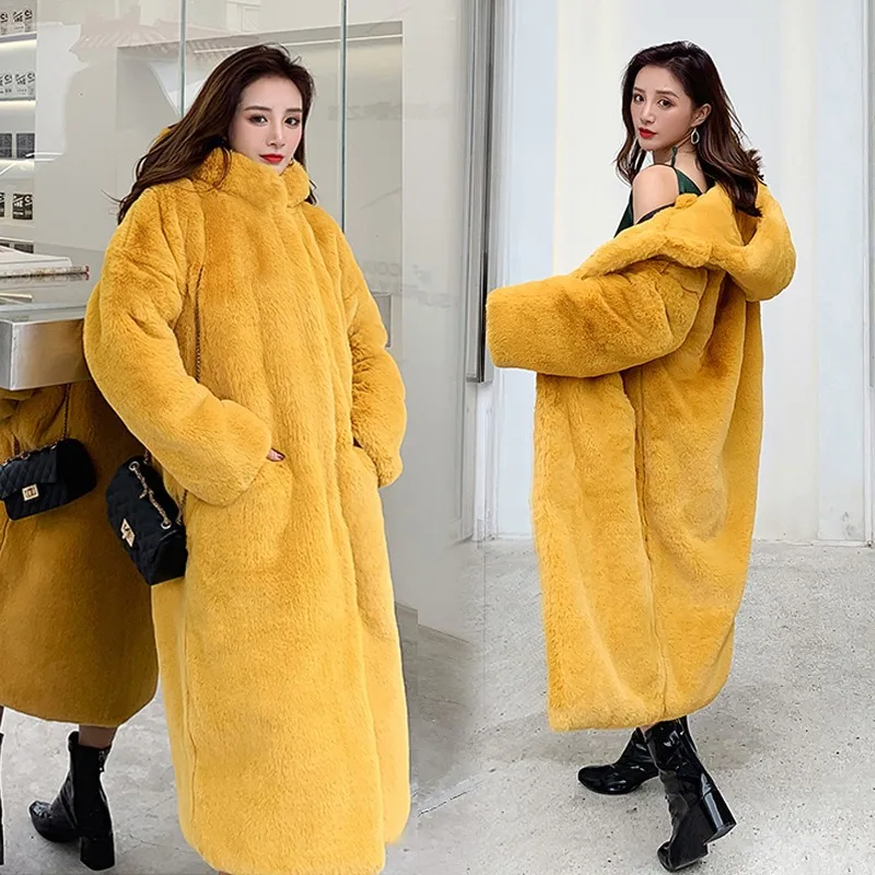 2026 Autumn Winter Women's Faux Fur Coat Thicken Imitation Rabbit Hair Long Hooded Loose Knee Jacket Loose Coats Streetwear
2026 Autumn Winter Women's Faux Fur Coat Thicken Imitation Rabbit Hair Long Hooded Loose Knee Jacket Loose Coats Streetwear