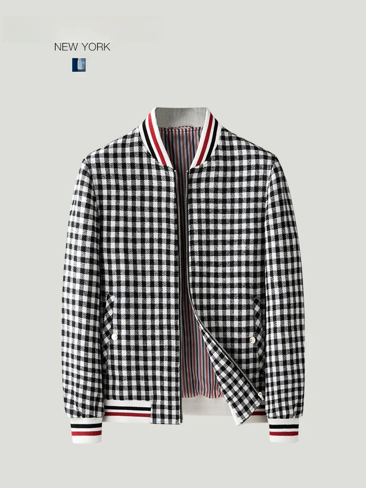 High-End Men's Wool Jaet THOM BEAUN Early Autumn Bla White Plaid Baseball Collar Windproof Casual Outerwear
High-End Men's Wool Jaet THOM BEAUN Early Autumn Bla White Plaid Baseball Collar Windproof Casual Outerwear