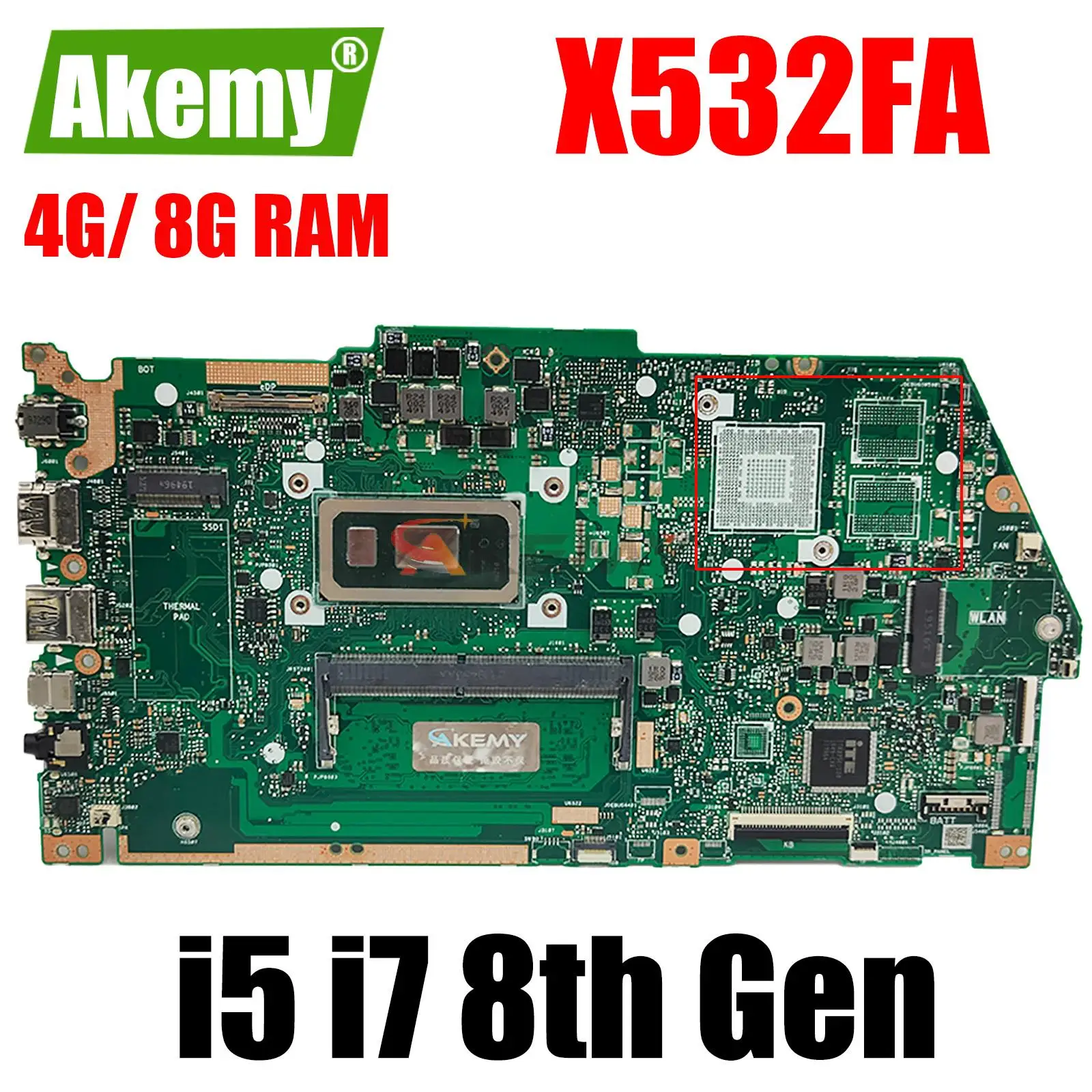 X532FA with i5 i7 8th Gen CPU 4GB 8GB RAM Notebook Mainboard for ASUS X532FL X532FA X532FAC X532F X532 Laptop Motherboard
X532FA with i5 i7 8th Gen CPU 4GB 8GB RAM Notebook Mainboard for ASUS X532FL X532FA X532FAC X532F X532 Laptop Motherboard