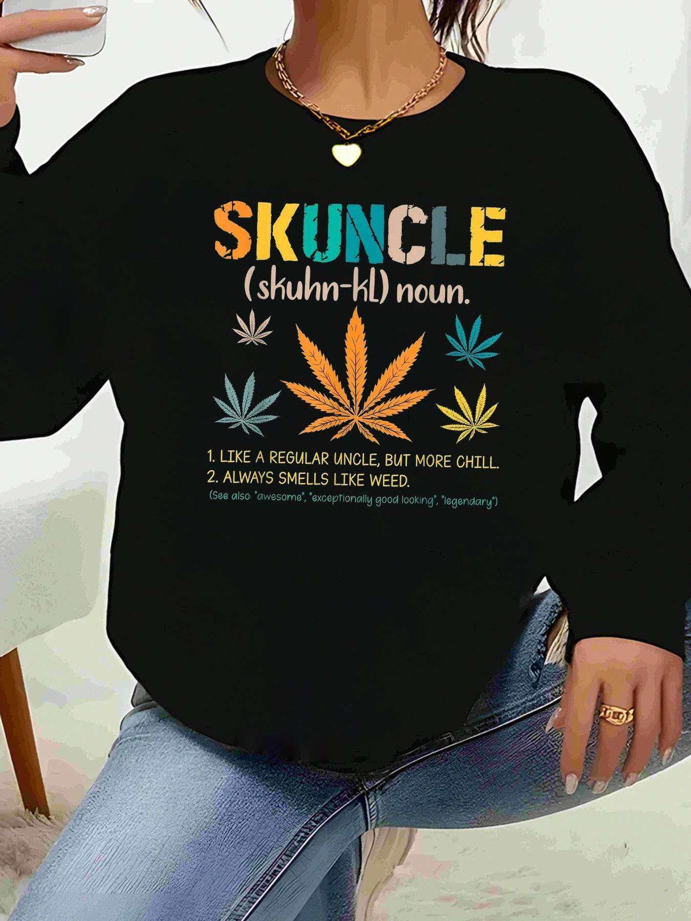 Skuncle Marijuana Leaf Print Long Sleeve t Shirt Uncle Joke Gift for Men Women Casual Wear Party Outfit
Skuncle Marijuana Leaf Print Long Sleeve t Shirt Uncle Joke Gift for Men Women Casual Wear Party Outfit