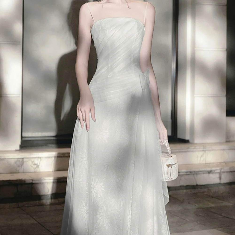CustomizedElegant Party Dresses Woman Straight Spaghetti Straps Pleats Sleeveless Floor Length Solid White Bow Appliques Evening
CustomizedElegant Party Dresses Woman Straight Spaghetti Straps Pleats Sleeveless Floor Length Solid White Bow Appliques Evening