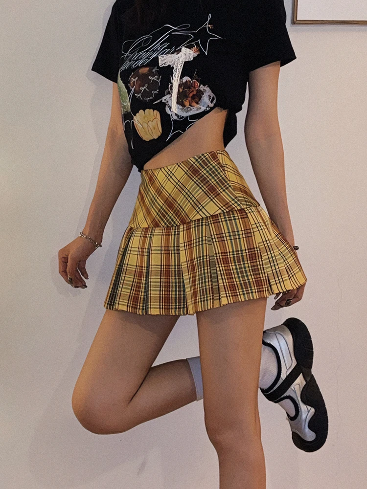 Sexy American Retro Plaid Skirt for Women Yellow Versatile A-Line High Waist Bicolor Spring Autumn Season Short Skirt
Sexy American Retro Plaid Skirt for Women Yellow Versatile A-Line High Waist Bicolor Spring Autumn Season Short Skirt
