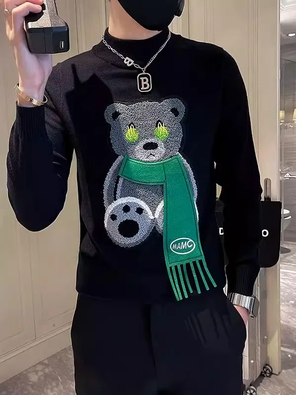 Autumn Winter New Sle Youthful Vitali Men's Semi High Ne Knitted Sweater Cartoon Bear Pattern Design Trendy Brand Knitwear
Autumn Winter New Sle Youthful Vitali Men's Semi High Ne Knitted Sweater Cartoon Bear Pattern Design Trendy Brand Knitwear