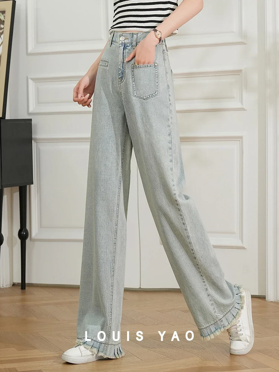 LOUIS YAO Women Jeans 2024 Summer High Waist Retro Style Wide Leg Denim Pants Straight Loose Washed Long 100% Cotton Trousers
LOUIS YAO Women Jeans 2024 Summer High Waist Retro Style Wide Leg Denim Pants Straight Loose Washed Long 100% Cotton Trousers