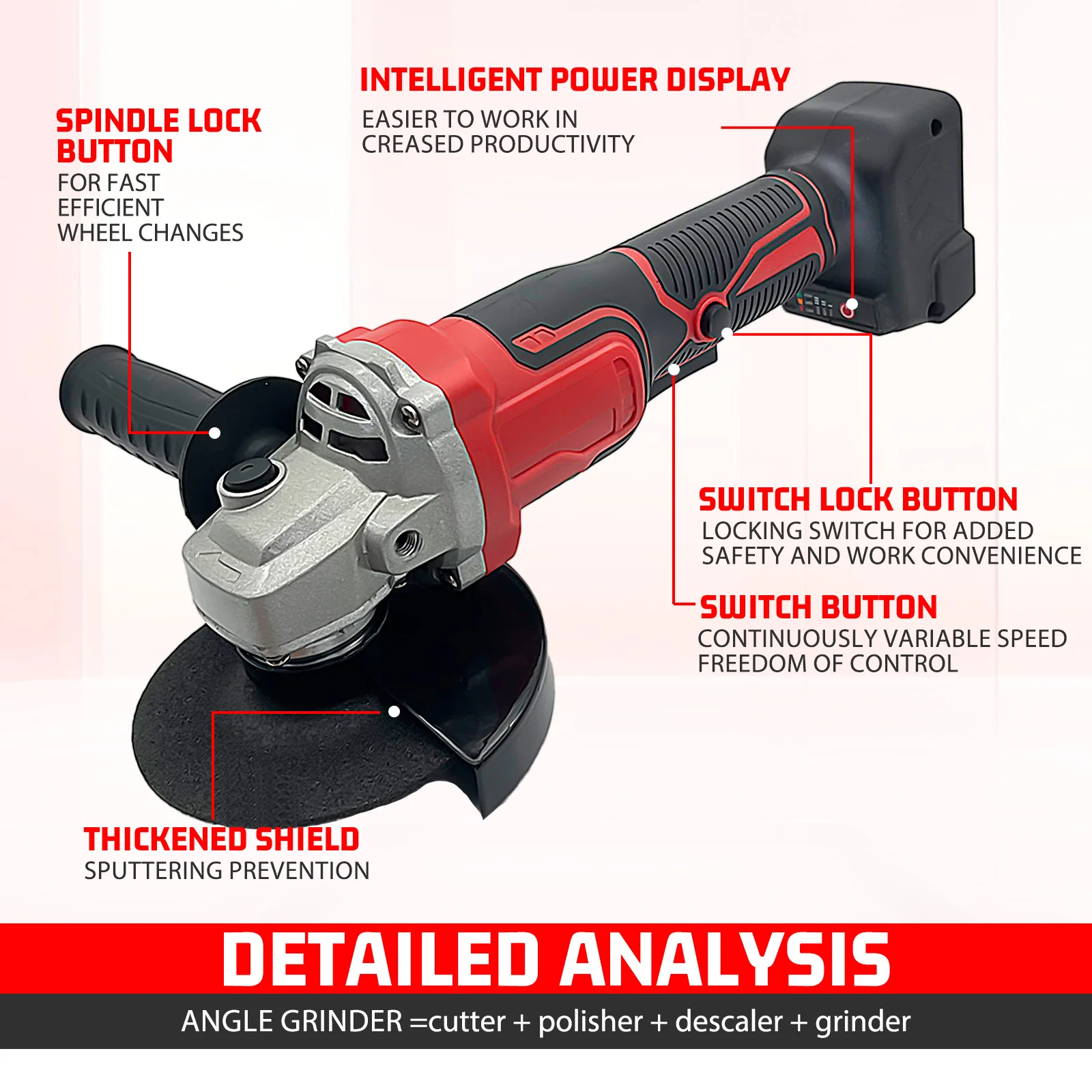 Cordless Angle Grinder Compatible with Milwaukee 20V Battery, three-speed gear, 20v Grinder for Cutting, Griding, Polishing (No Battery) (11000 RPM)
Cordless Angle Grinder Compatible with Milwaukee 20V Battery, three-speed gear, 20v Grinder for Cutting, Griding, Polishing (No Battery) (11000 RPM)