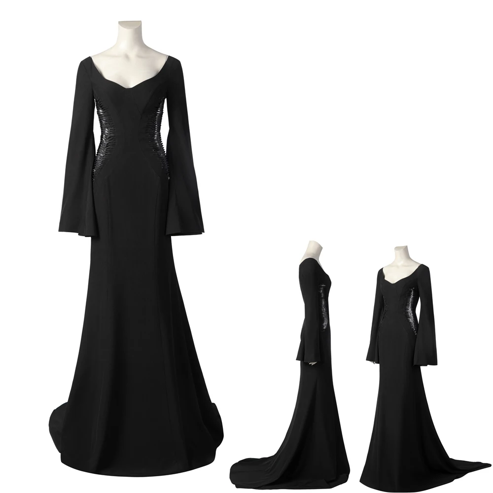 Halloween Carnival Morticia Role Playing Costume Adult Women Black Irregular Retro Elegant Gothic Devil Long Dress 
Halloween Carnival Morticia Role Playing Costume Adult Women Black Irregular Retro Elegant Gothic Devil Long Dress