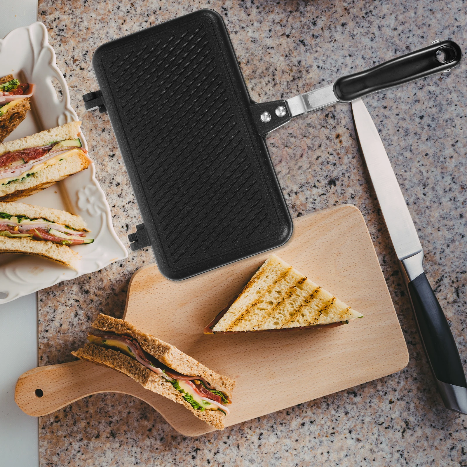 Sandwich Pan Nonstick Breakfast Makers Gas Aluminum Kitchen Toaster Household Baking Tool Waffle Maker Multifunctional Toast Pan
Sandwich Pan Nonstick Breakfast Makers Gas Aluminum Kitchen Toaster Household Baking Tool Waffle Maker Multifunctional Toast Pan