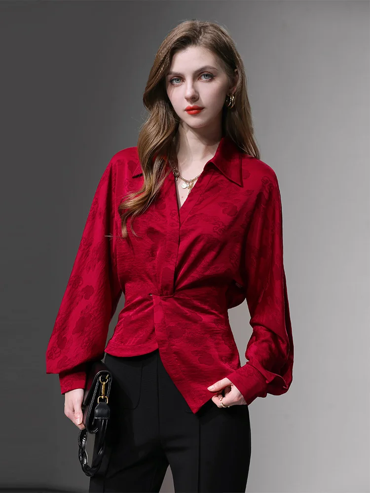 Retro V-ne Lantern Sve Waist-cinching Design Knot Embroidered Satin Women's irt Casual Loose Long Sve Button-down
Retro V-ne Lantern Sve Waist-cinching Design Knot Embroidered Satin Women's irt Casual Loose Long Sve Button-down