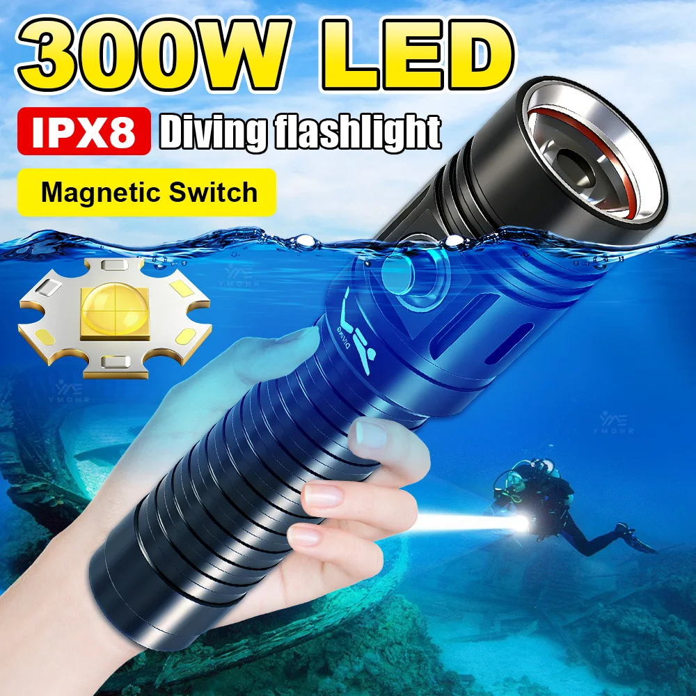 300W High Power Diving Flashlight IPX8 Highest Waterproof Underwater Torch Professional LED Dive Flashlight Portable Strong Lamp
300W High Power Diving Flashlight IPX8 Highest Waterproof Underwater Torch Professional LED Dive Flashlight Portable Strong Lamp