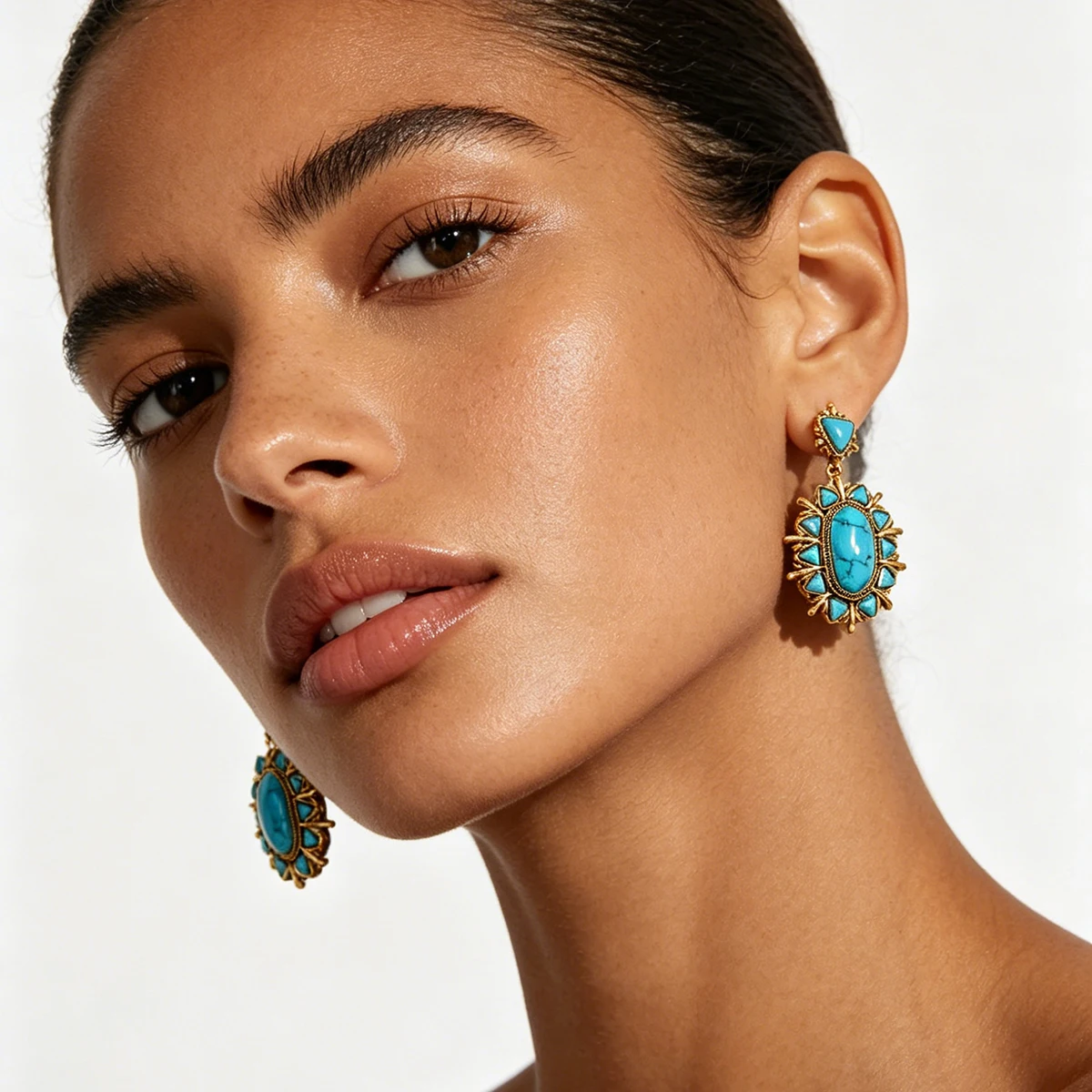 Bohemian Vintage Turquoise Drop Earrings With Gold Plated Charms Women Ethnic Style Statement Jewelry
Bohemian Vintage Turquoise Drop Earrings With Gold Plated Charms Women Ethnic Style Statement Jewelry