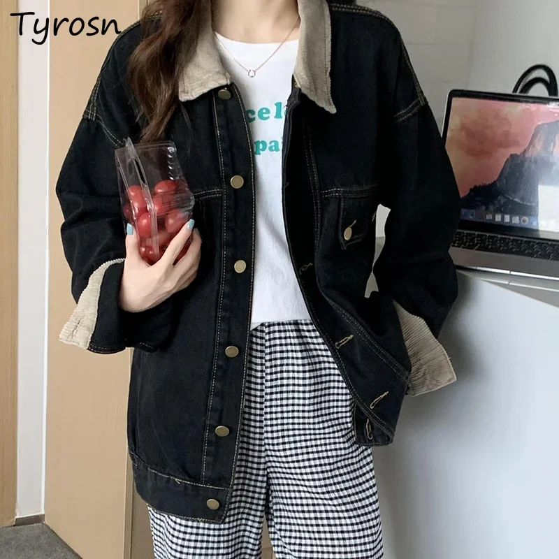 Basic Jackets Women Patchwork Panelled Design High Street Denim Coats Turn-down Collar Ulzzang Vintage All-match Chic Clothing
Basic Jackets Women Patchwork Panelled Design High Street Denim Coats Turn-down Collar Ulzzang Vintage All-match Chic Clothing