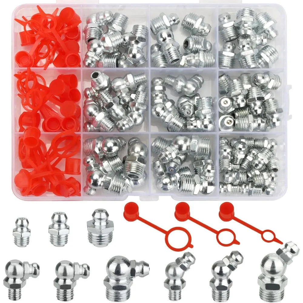 100Pcs Galvanized Grease Nipples Hydraulic Grease Fittings M6 M8 M10 with Straight 45° 90° 180 Degree Angled Greases Fittings
100Pcs Galvanized Grease Nipples Hydraulic Grease Fittings M6 M8 M10 with Straight 45° 90° 180 Degree Angled Greases Fittings