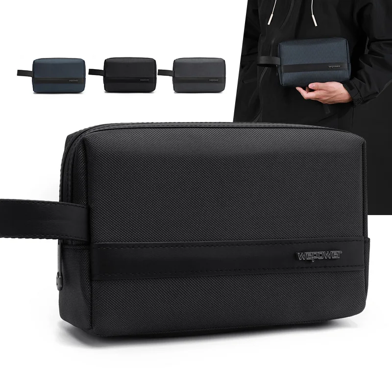 Waterproof Nylon Travel Toiletry Bag with Handle Men's Clutch Pouch with Wrist Strap Versatile Storage Organizer for Cosmetics
Waterproof Nylon Travel Toiletry Bag with Handle Men's Clutch Pouch with Wrist Strap Versatile Storage Organizer for Cosmetics