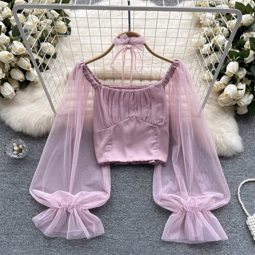 Slash Neck Tulles Spring Autumn Women Blouse Fashion Sweet Lantern Sleeve Solid Color Ladies Shirts Off Shoulder Female Tops
Slash Neck Tulles Spring Autumn Women Blouse Fashion Sweet Lantern Sleeve Solid Color Ladies Shirts Off Shoulder Female Tops